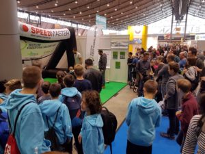 Speed measuring system as fair-highlight-branded inflatable goal-stuttgart