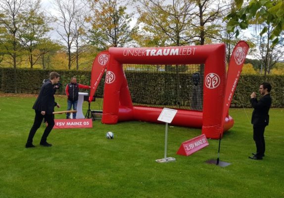 Speed meassurement football kick inflatable goalwith branding fsv mainz