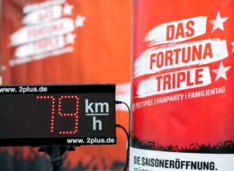 Speedmaster Fußball Bundesliga Fortuna Düsseldorf Event Modul Geschwindigkeitsmessung und aufblasbares Tor